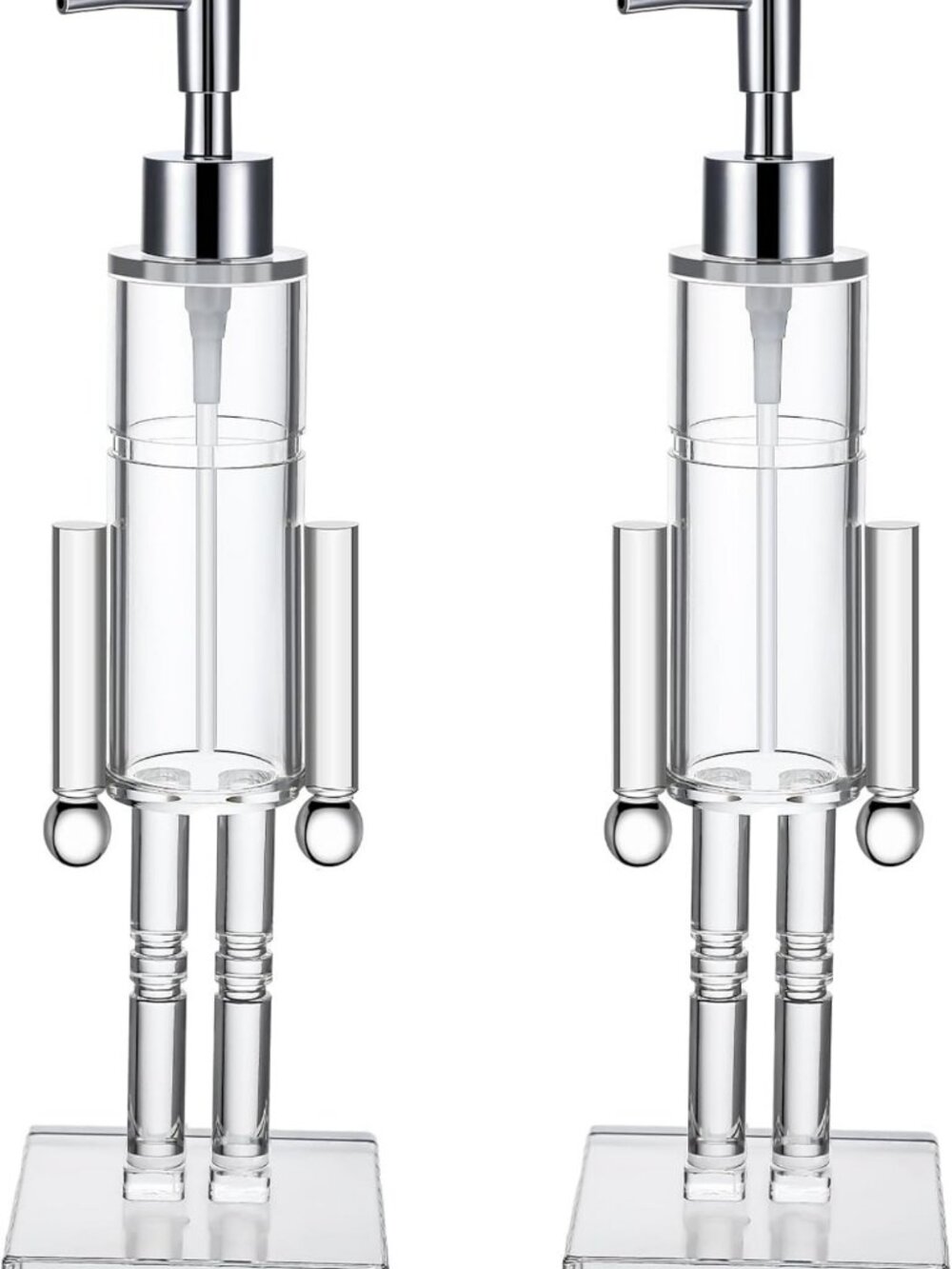 2 Pcs Christmas Soap Dispenser Set - Clear Acrylic Nutcracker Pump for Holiday
